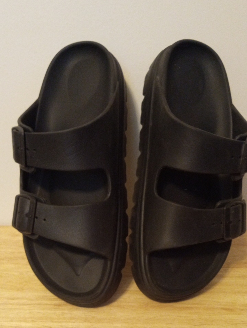 TOP Moda Men’s Black Double-Strap Slide Sandals